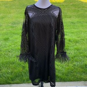 Eloquii -  Black Feather Dress - Size 18 NWT